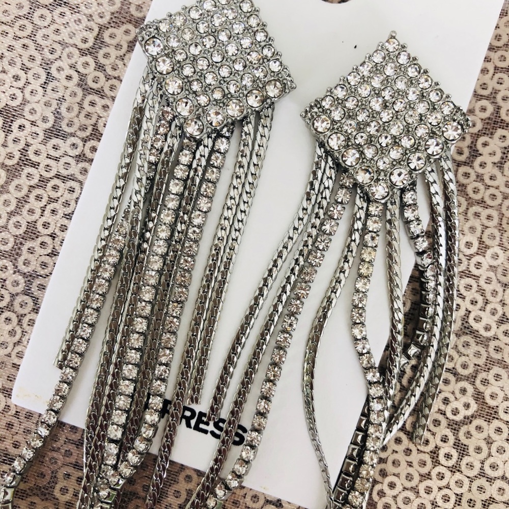 Express Rhinestone/ Chain earrings